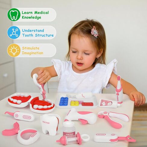 Dentist Play Set, Doctor Kit for Toddlers 3-5, Preschool Pretend Play Simulated Dental Medical Toys for Toddler Boy Girl Kid Child in Saudi Arabia