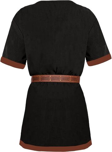 Mens Medieval Pirate Costumes Viking Tunic Shirt Renaissance Knight Warrior Cosplay LARP Halloween Tops with Belt in Saudi Arabia
