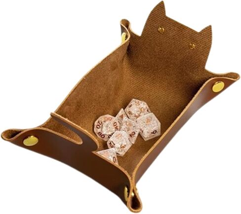 صينية النرد على شكل قطة مبتكرة لحامل النرد المحمول ومنظم المكتب وإكسسوارات DND هدية فريدة للاعبي ألعاب آر بي جي (أحمر) in Kuwait