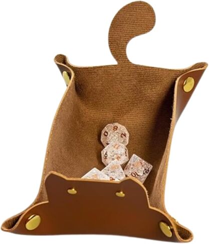 صينية النرد على شكل قطة مبتكرة لحامل النرد المحمول ومنظم المكتب وإكسسوارات DND هدية فريدة للاعبي ألعاب آر بي جي (أحمر) in Kuwait