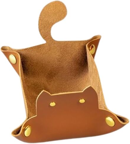 صينية النرد على شكل قطة مبتكرة لحامل النرد المحمول ومنظم المكتب وإكسسوارات DND هدية فريدة للاعبي ألعاب آر بي جي (أحمر) in Kuwait