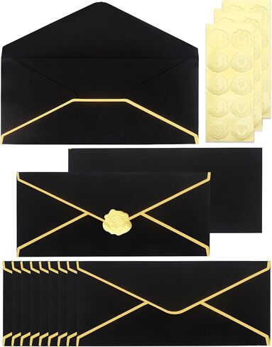 Business Envelopes with V-Flap,Gold Border 30 Pack #10 Envelopes Made of 150gsm Paper, Standard Envelopes with Gold Stickers for Office, Checks, Letter Mailing,9.45 x 4.13 Inches (Christmas Green) in Saudi Arabia