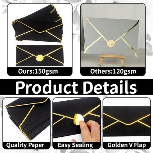 Business Envelopes with V-Flap,Gold Border 30 Pack #10 Envelopes Made of 150gsm Paper, Standard Envelopes with Gold Stickers for Office, Checks, Letter Mailing,9.45 x 4.13 Inches (Christmas Green) in Saudi Arabia