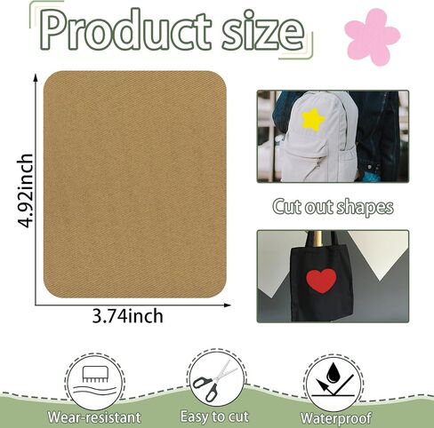 20 Pcs Iron on Patches,4.9 x 3.7 Inch Khaki Iron on Patches for Clothes Repair, Fabric Repair Patches for Clothing Repair in Saudi Arabia