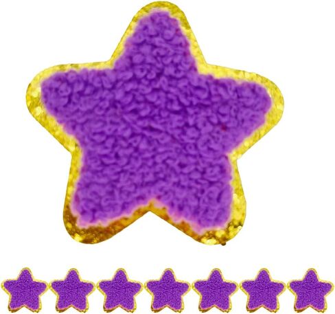 8 PCS 2.3 inch Star Chenille Patches, Self Adhesive Patches for Clothing, Embroidered Patches for Bags,Iron on Patches for Hats, Patches for Backpacks, Patches for Jeans.(Yellow) in Kuwait