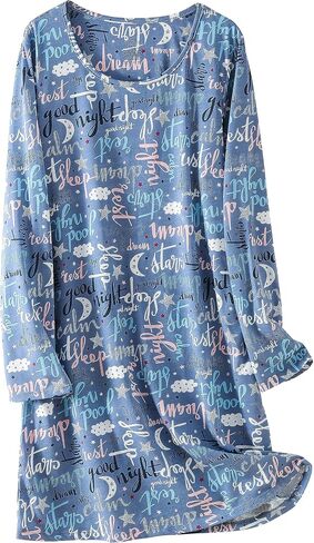 PNAEONG 3 Pack Women's Nightgown, Long Sleeve Sleep Shirts Comfy Soft Nightshirt Women Pajama Sleep Dress Cotton Sleepwear in Saudi Arabia