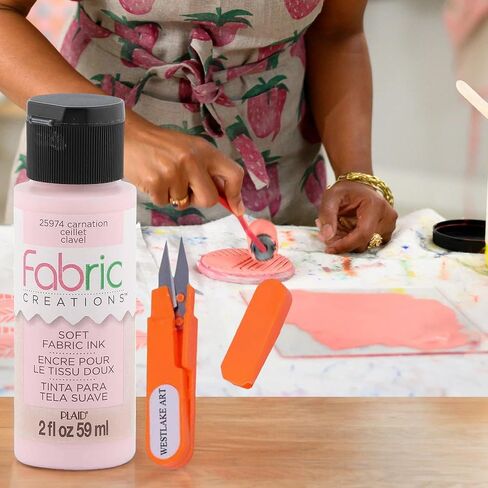 Fabric Creations Soft Fabric Ink 0.32 Oz, | Bundled With Embroidery Scissors, Vibrant & Permanent Textile Paint For Stamping, Textile Ink, Water-Based - [Pack Of 1] in Saudi Arabia