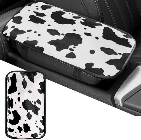 Dotesy Cow Pattern Car Center Console Cover,PVC Leather Car Armrest Cover Cushion Car Armrest Pad Car Interior Accessories for Most Vehicles Universal Fit (Blue Black) in Kuwait