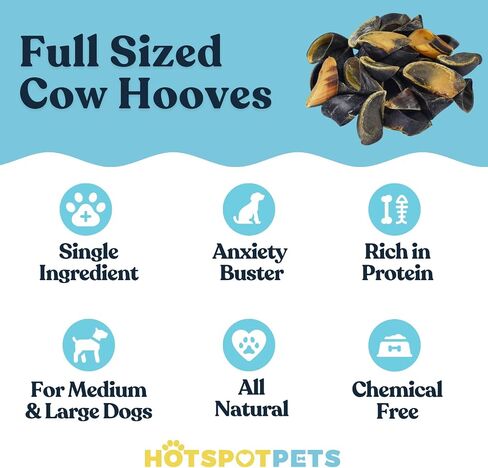 Full-Size Cow Hooves for Dogs | (5 Pack) All-Natural Long Lasting Dog Chews | Made from Grass Fed Cattle | Tasty Treat for Oral Hygiene | Fantastic Alternative for Rawhide and Bully Sticks in Kuwait