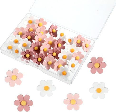 30Pcs Flower Push Pins 0.9Inch Decorative Thumb Tacks for Cork Board Cute Push Pins for Photos Wall Maps and Other Offices Schools Supplies Christmas Decoration(Colourful) in Saudi Arabia