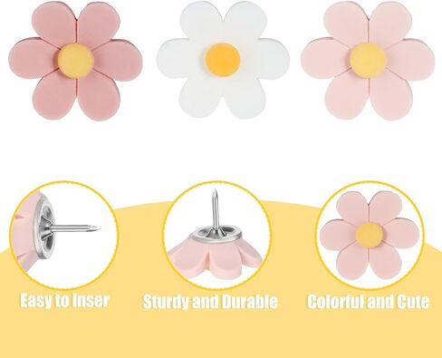 30Pcs Flower Push Pins 0.9Inch Decorative Thumb Tacks for Cork Board Cute Push Pins for Photos Wall Maps and Other Offices Schools Supplies Christmas Decoration(Colourful) in Saudi Arabia