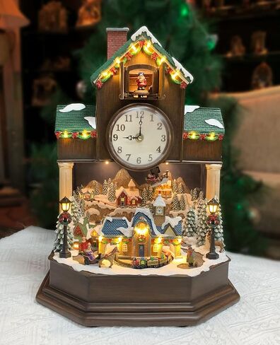 MOMENTS IN TIME 9"H Polyresin Christmas LED & Musical Cuckoo Clock with Animated Christmas Tree (Adaptor) in Saudi Arabia