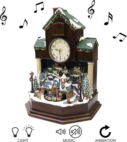 MOMENTS IN TIME 9"H Polyresin Christmas LED & Musical Cuckoo Clock with Animated Christmas Tree (Adaptor) in Saudi Arabia