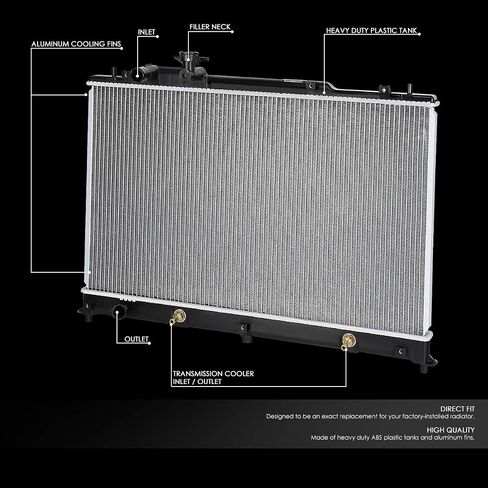 مشعاع ألومنيوم أساسي من DNA Motoring OEM-RA-2918 OE متوافق مع 07-12 Mazda CX-7 2.3 2.5 AT، 29-3/8 بوصة عرض × 17-11/16 بوصة ارتفاع × 1 بوصة عمق، 1-1/ مدخل 4 بوصة / مخرج 1-1/4 بوصة in Saudi Arabia