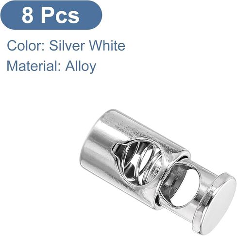 uxcell 8Pcs Metal Cord Locks, 6mm Single Hole Toggle Spring Stop Cord Locks End Fastener Slider for Backpacks Clothing Drawstrings Lanyards, Silver White in Saudi Arabia