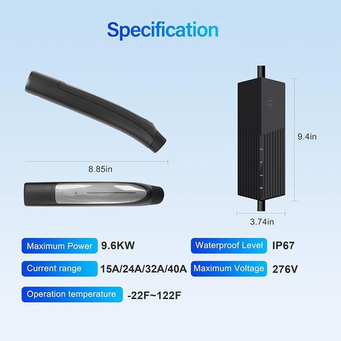 Level 2 Electric Vehicle Charger for Tesla: 40 Amp, 240V, NEMA 14-50 Plug, Portable EV Charger with 25 FT Cord, UL Certified, NACS Connector Compatible with Tesla Model X, Y, 3, S, Cybertruck in Kuwait