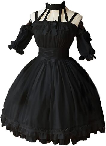 ZZEQYG Women's Lolita Gothic Dress Off-Shoulder Halter Dress Party Cocktail Dress in Saudi Arabia