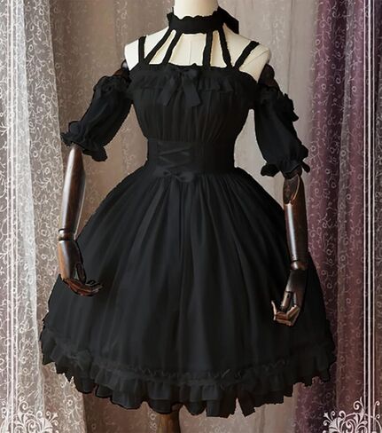 ZZEQYG Women's Lolita Gothic Dress Off-Shoulder Halter Dress Party Cocktail Dress in Saudi Arabia