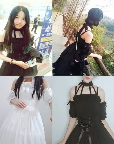 ZZEQYG Women's Lolita Gothic Dress Off-Shoulder Halter Dress Party Cocktail Dress in Saudi Arabia