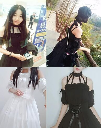 ZZEQYG Women's Lolita Gothic Dress Off-Shoulder Halter Dress Party Cocktail Dress in Saudi Arabia