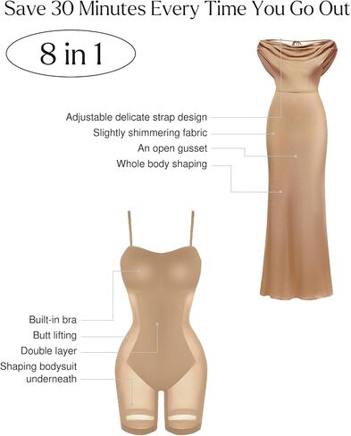 Popilush Women Shapewear Dress Cocktail Long Dresses Fishtail Maxi Dress with Built-in Bra in Saudi Arabia