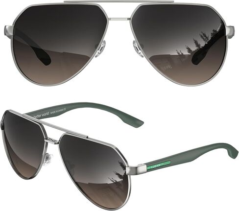 نظارات شمسية LUENX Aviator للرجال نظارات شمسية مستقطبة بظلال طيار UV400 مع ملحقات in Saudi Arabia