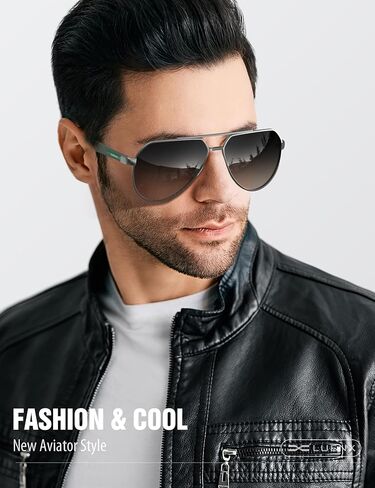 نظارات شمسية LUENX Aviator للرجال نظارات شمسية مستقطبة بظلال طيار UV400 مع ملحقات in Saudi Arabia