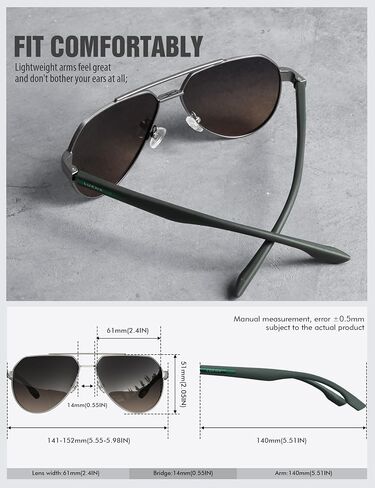 نظارات شمسية LUENX Aviator للرجال نظارات شمسية مستقطبة بظلال طيار UV400 مع ملحقات in Saudi Arabia