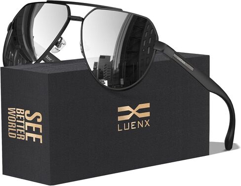 نظارات شمسية LUENX Aviator للرجال نظارات شمسية مستقطبة بظلال طيار UV400 مع ملحقات in Saudi Arabia