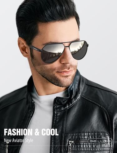 نظارات شمسية LUENX Aviator للرجال نظارات شمسية مستقطبة بظلال طيار UV400 مع ملحقات in Saudi Arabia