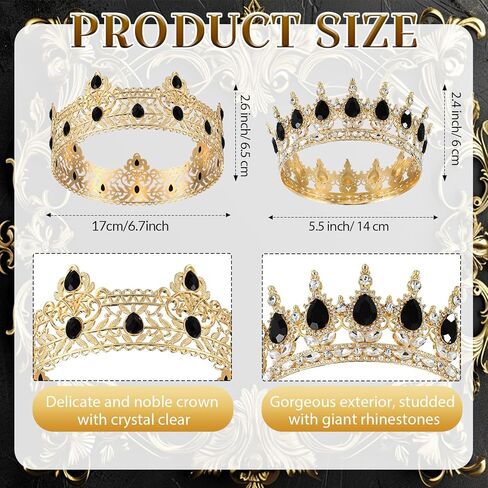 Saintrygo 12 Pcs Homecoming Crowns and Sashes Set Homecoming King Queen Crystal Tiara Court Shiny Sash for Homecoming Party (Gold, Green,Shiny) in Kuwait
