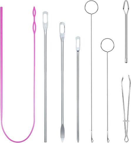8Pcs Loop Turner,Drawstring Threader Tool Kit,Drawstring Threader,Metal Tweezers for Fabric Belt Strip DIY Knitting Accessories in Saudi Arabia