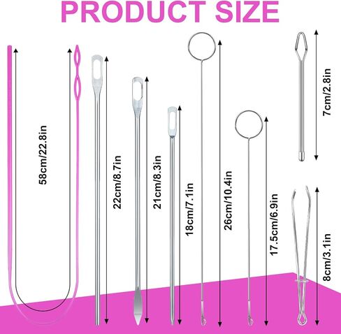 8Pcs Loop Turner,Drawstring Threader Tool Kit,Drawstring Threader,Metal Tweezers for Fabric Belt Strip DIY Knitting Accessories in Saudi Arabia