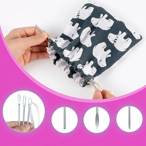 8Pcs Loop Turner,Drawstring Threader Tool Kit,Drawstring Threader,Metal Tweezers for Fabric Belt Strip DIY Knitting Accessories in Saudi Arabia