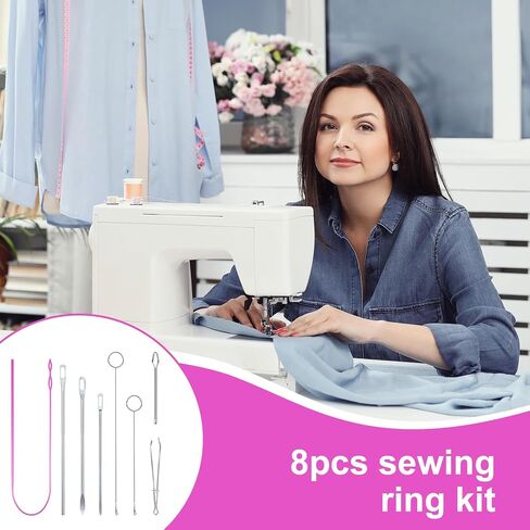 8Pcs Loop Turner,Drawstring Threader Tool Kit,Drawstring Threader,Metal Tweezers for Fabric Belt Strip DIY Knitting Accessories in Saudi Arabia