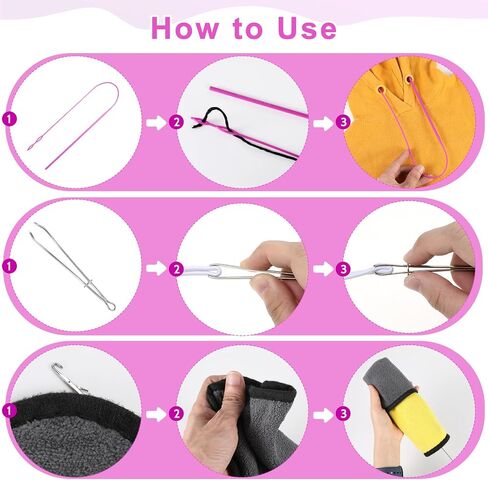 8Pcs Loop Turner,Drawstring Threader Tool Kit,Drawstring Threader,Metal Tweezers for Fabric Belt Strip DIY Knitting Accessories in Saudi Arabia