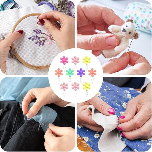 10 PCS Sewing Needle Threader Needle Threader Tool Embroidery Needle Threader Tool Multicolor Plastic Flower Head Wire Loop Needle Threaders for Sewing Crafting, Quilting, DIY Art, Random Color in Saudi Arabia