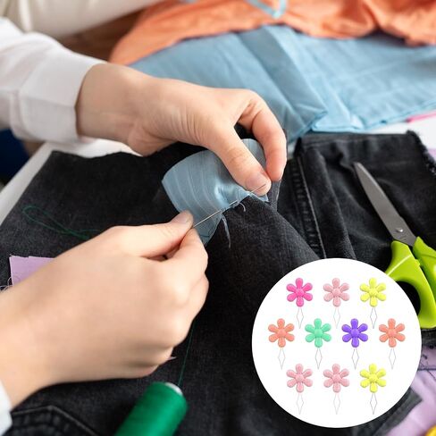 10 PCS Sewing Needle Threader Needle Threader Tool Embroidery Needle Threader Tool Multicolor Plastic Flower Head Wire Loop Needle Threaders for Sewing Crafting, Quilting, DIY Art, Random Color in Saudi Arabia