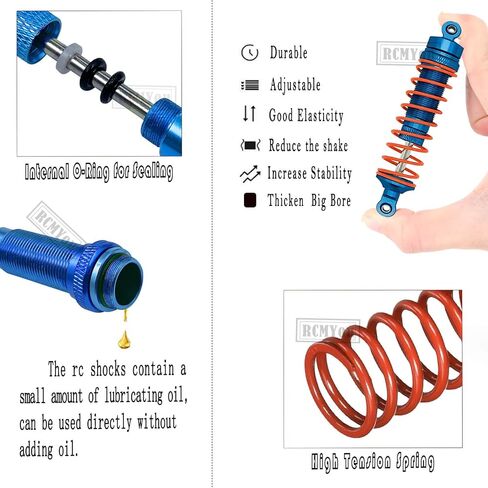 Aluminum Big Bore RC Shock Absorber Upgrades Part for 1/10 Slash 2WD 4x4,Stampede 2WD 4X4,Rustler 2WD 4X4,Hoss 2WD 4X4,Alloy 4PCS Front Rear RC Shocks,Black in Saudi Arabia
