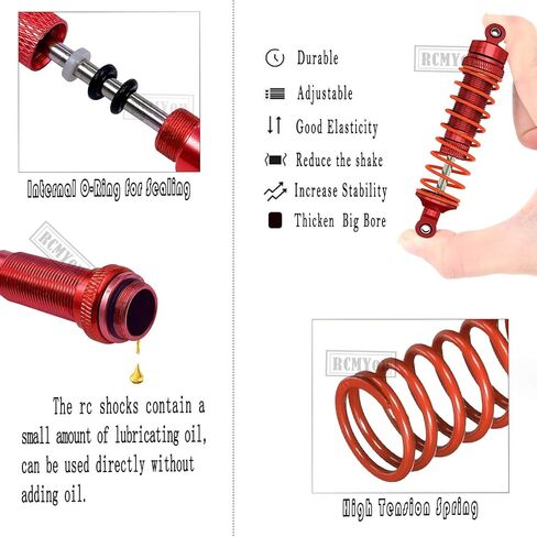 Aluminum Big Bore RC Shock Absorber Upgrades Part for 1/10 Slash 2WD 4x4,Stampede 2WD 4X4,Rustler 2WD 4X4,Hoss 2WD 4X4,Alloy 4PCS Front Rear RC Shocks,Black in Saudi Arabia