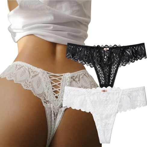 Lace Thong Sexy Cheeky Panties for Women Lace Criss Cross Underwear High Elastic Soft Panties in Saudi Arabia