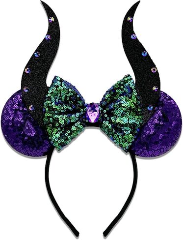 Halloween Ursula Ears Devil Horns headband, Eye-Catching Ursula Crown Devil Horns Purple Sparkle Sequin, Halloween Hair Accessories for Ursula Costume Women Cosplay Party in Saudi Arabia