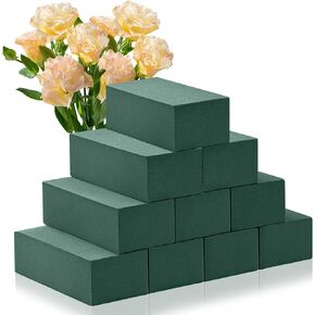 10 Pcs Floral Foam Blocks, (7.8" L x 3.5" W x 2.4" H) Green Foam for Flower Arrangements, Plant Foam Dry & Wet Flower Foam, Florist Foam for DIY Crafts, Wedding, Birthdays, Home Decorations