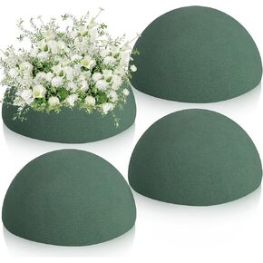 LOKIPA Floral Foam Round, 4 Pack Floral Dry Foam Half Ball Round Flower Foam for Artificial Plant Floral Arrangement and Wedding and Garden Decorations(7.48x3.74inch)