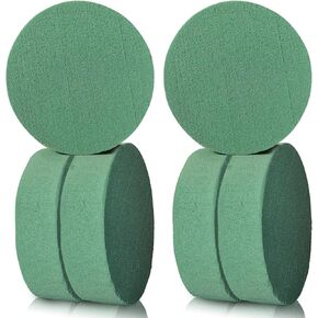 Lageza Pack of 6 Round Floral Foam Blocks (3" X1.5") Dry & Wet Green Flower Foam Blocks for Fresh & Artificial Flower Arrangements, Party Decorations, Florist Supplies (Size: 3 Inch)