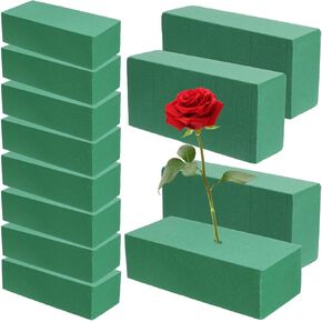 Tofficu 12pc Floral Foam Blocks for Fresh and Artificial Flowers, Green Florist Foam, Wet and Dry Green Florist Foam for Weddings, Birthday Parties and Holiday Decorations, 8.9" L x 4.1" W x 2.6" H