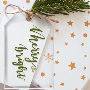 UNIQOOO 3.25“ Clear Acrylic Christmas Ornament, Stocking Gift Tag, Acrylic Blanks, Wedding Gift Tag, Stocking Tag, Pack of 20