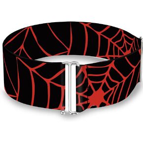 Buckle-Down Women's Cinch Belt Spiderweb BlackRed 23 to 42 Inch, Multicolor