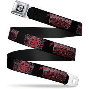 Buckle-Down Seatbelt Belt - SUPERNATURAL 4-Character Saintly Icons/Skull & Roses - 1.0" Wide - 20-36 Inches in Length