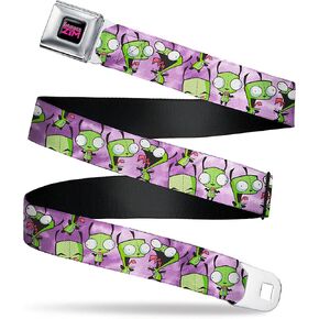 Nickelodeon Belt, Seatbelt Buckle Belt, Invader Zim Gir Poses Tie Dye Blues, Adjustable